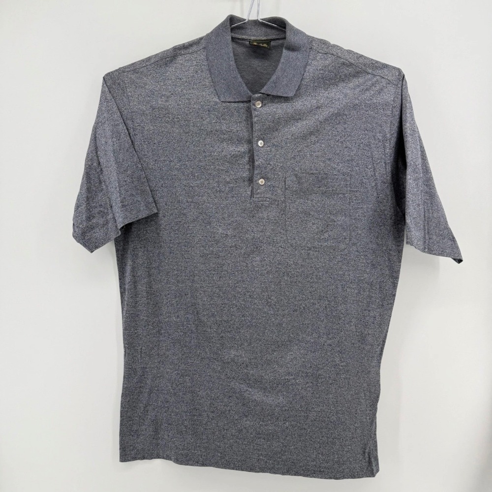 Bobby Jones Polo Shirt Mens XL Pocket Made in Italy 100% Cotton Gray Solid